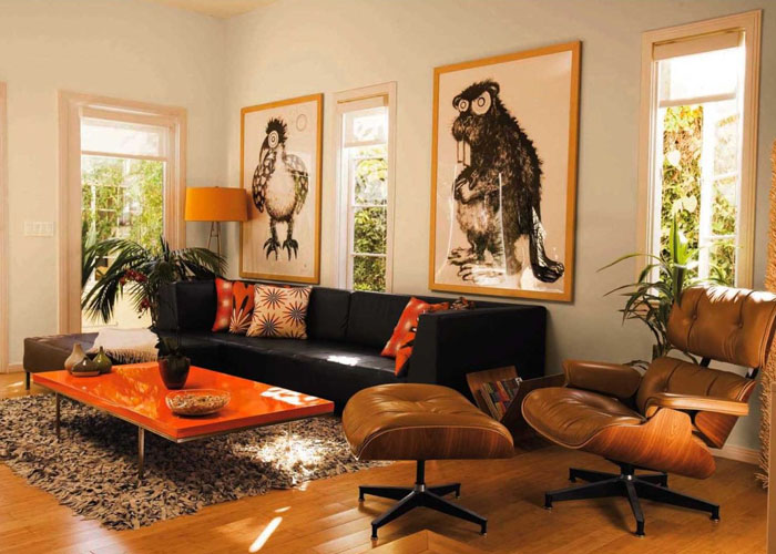 an orange living space