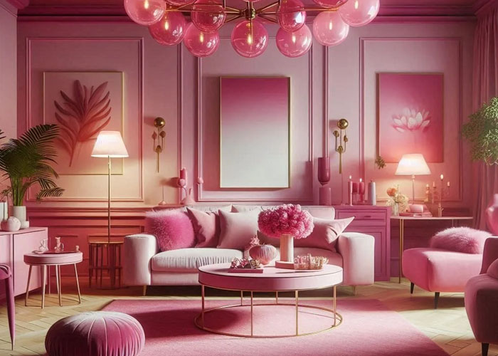 a pink living space